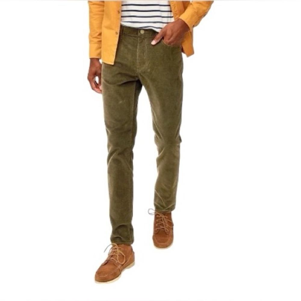 J CREW Men’s Green Corduroy 484 Pants Slim Size 32 x 34
